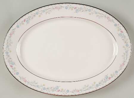 Snow Rose 14" Oval Serving Platter