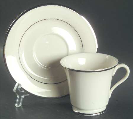 Theme (Narrow Platinum Rim) Footed Cup & Saucer Set