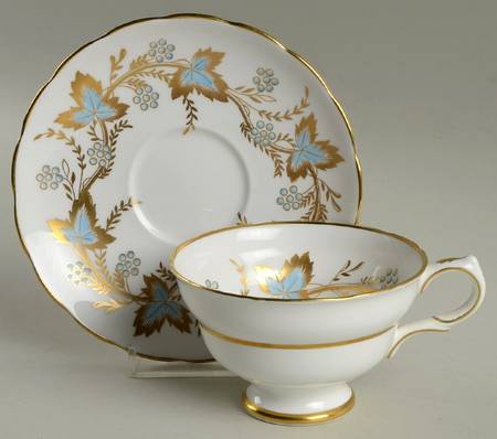 Cambridge (Blue & Gold) Footed Cup & Saucer Set