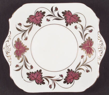 Culross Red Square Handled Cake Plate