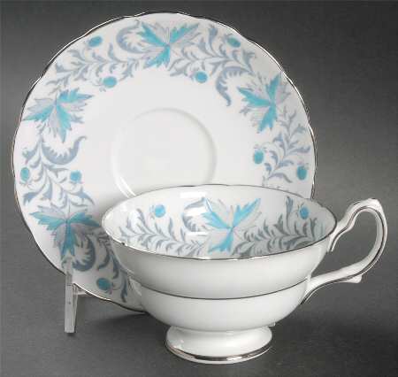 Debutante (Platinum Trim) Footed Cup & Saucer Set