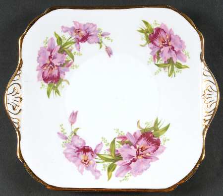 Orchid Square Handled Cake Plate