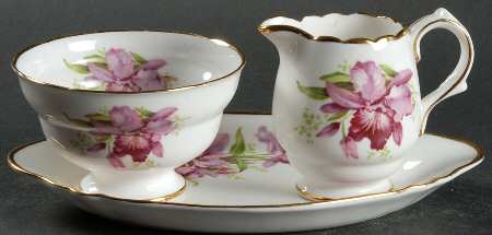 Orchid Mini Creamer & Open Sugar with Tray