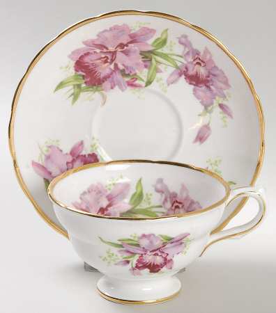 Orchid Footed Cup & Saucer Set