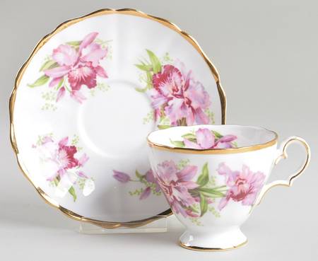 Orchid Footed Cup & Saucer Set