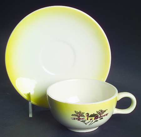 Country Charm Flat Cup & Saucer Set