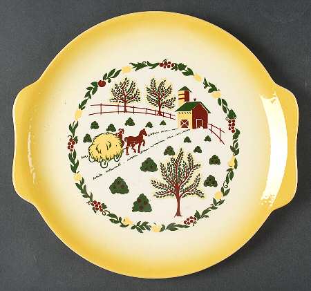 Country Charm Handled Cake Plate