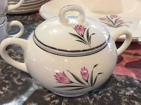 Pink Crocus Sugar Bowl & Lid