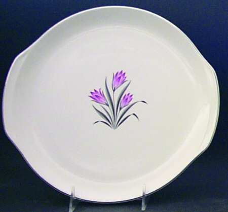 Pink Crocus Handled Cake Plate