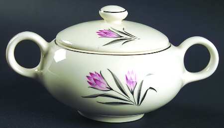 Pink Crocus Sugar Bowl & Lid