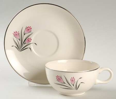 Pink Crocus Flat Cup & Saucer Set