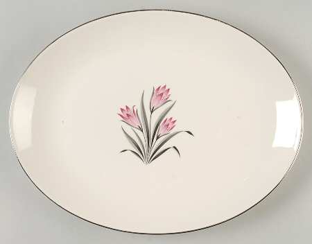 Pink Crocus 11" Oval Serving Platter