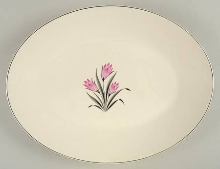 Pink Crocus 13" Oval Serving Platter