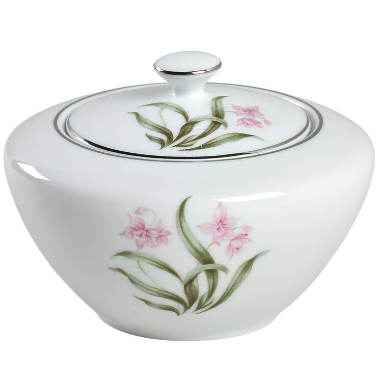 Pink Orchid Sugar Bowl & Lid