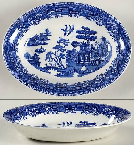 Ye Olde Willow 9" Oval Vegetable Bowl