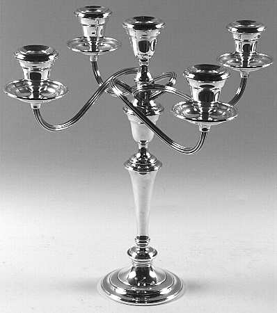 Colonial (Silverplate, Hollowware) Large Plated 5-Light Candelabra