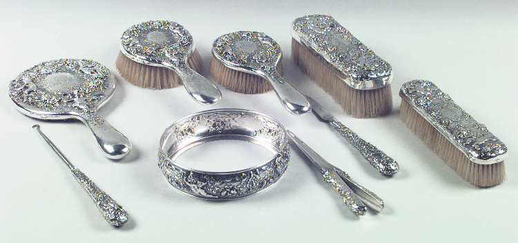 Sterling Hollowware (9 Pc) Sterling Dresser Set