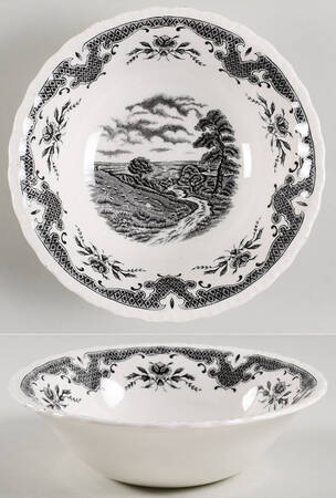 Scenes After Constable Black (Center & Rim Design) Coupe Cereal Bowl
