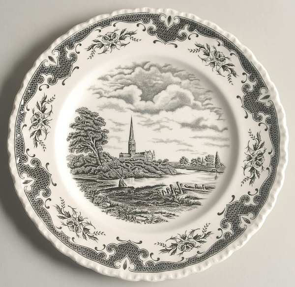 Scenes After Constable Black (Center & Rim Design) Dinner Plate