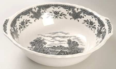 Scenes After Constable Black (Center & Rim Design) 9" Round Vegetable Bowl