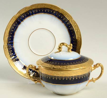 GUE182 Cream Soup Bowl & Saucer Set with Lid