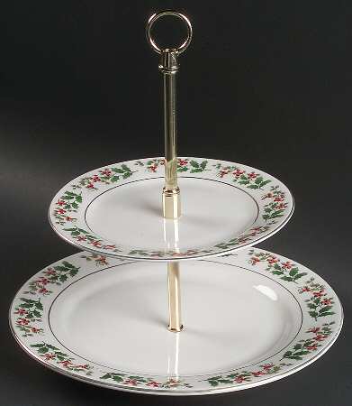 Christmas Charm-Delight-Holiday-Harmony 2 Tiered Serving Tray (Dinner & Salad Plate)