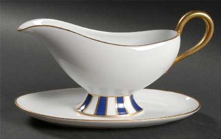 Amadeus Blue Gravy Boat with Attached Underplate