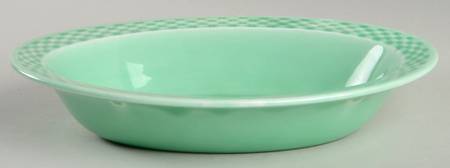 Basketweave Green 9" Oval Vegetable Bowl