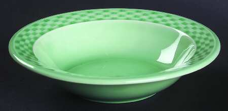 Basketweave Green Rim Fruit/Dessert (Sauce) Bowl