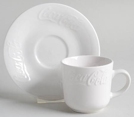 Coca Cola Embossed Flat Cup & Saucer Set