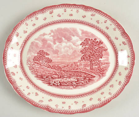 English Lanscapes Pink 11" Oval Serving Platter