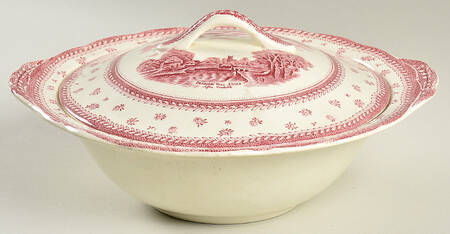 English Lanscapes Pink Round Covered Vegetable