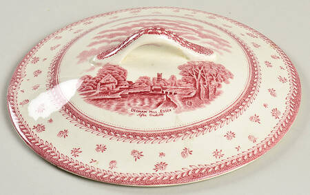 English Lanscapes Pink Lid for Round Vegetable