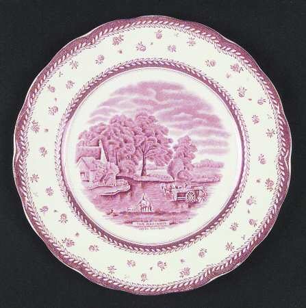 English Lanscapes Pink Dinner Plate