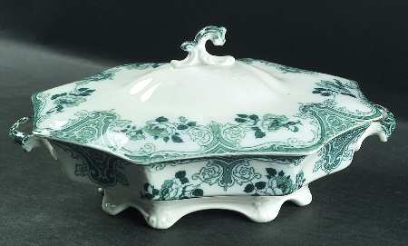 Merion Blue Green (No Gold Accent) Oval Covered Vegetable