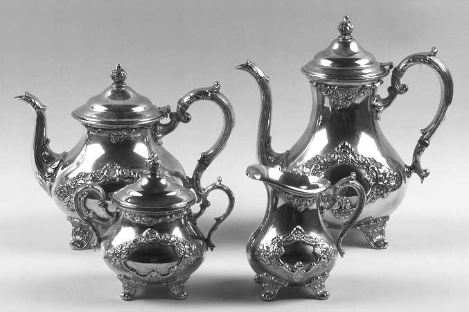 Buttercup (Silverplate, Hollowware) (4 Piece) Silverplate Tea Set