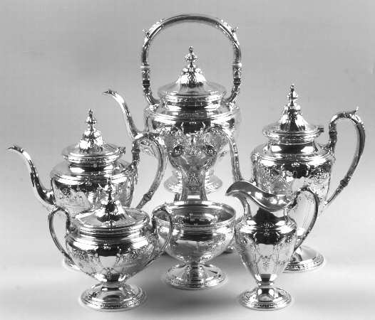 A11351 (Sterling, Hollowware) 6 Piece Tea Set (SCP, STP, SCR, SSU, SWB, SKES)
