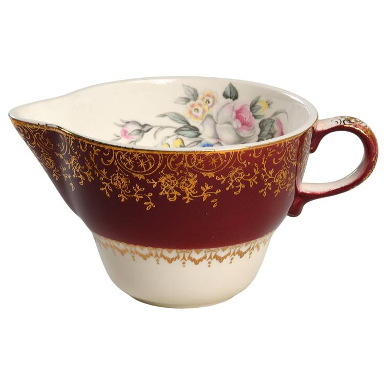 Tudor Rose (Floral Center, Maroon Rim) Creamer