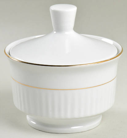 Black Tie (Gold Trim) Sugar Bowl & Lid