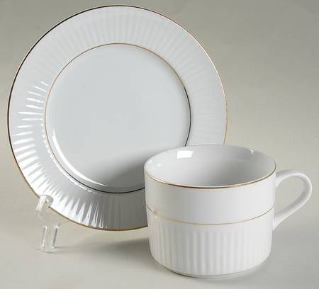 Black Tie (Gold Trim) Flat Cup & Saucer Set
