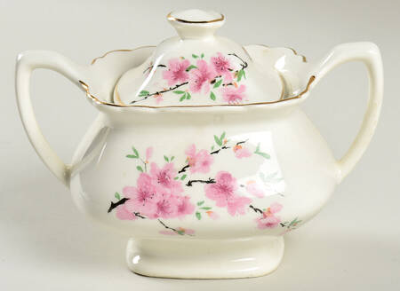 Peach Blossom (Lido, White Body, Gold) Sugar Bowl & Lid