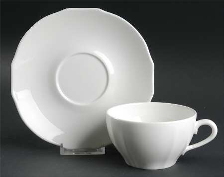 Bianco White (Duchessa Shape) Flat Cup & Saucer Set