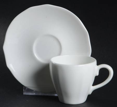 Bianco White (Duchessa Shape) Flat Demitasse Cup & Saucer Set