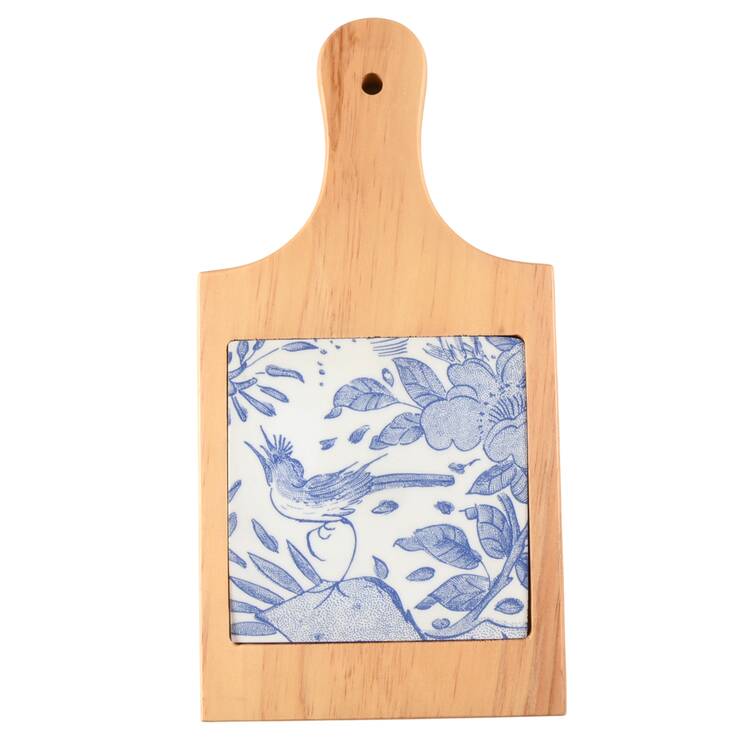 Oiseau Bleu (Fruit) 10" Natural Wood Cheese Board with Tile  HC