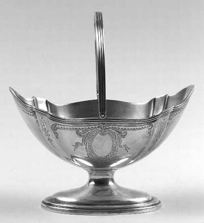 Plymouth-Engraved (A2311-C) Sterling Sugar Basket with Handle