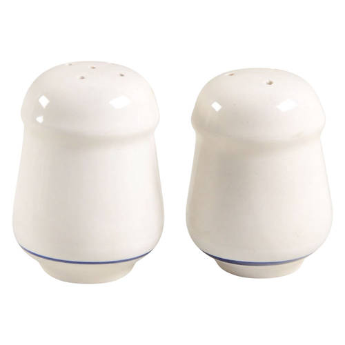 Casualware White Rim Blue Salt & Pepper Set