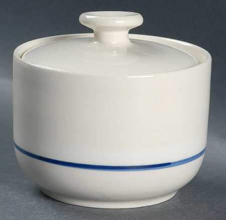 Casualware White Rim Blue Sugar Bowl & Lid