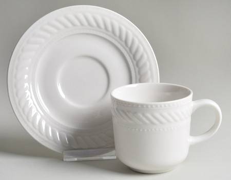 Braid Rimmed Flat Cup & Saucer Set