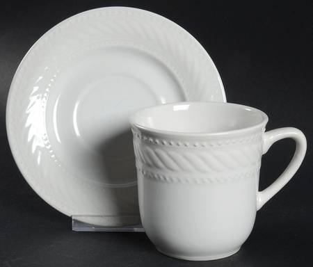 Braid Rimmed Flat Cup & Saucer Set