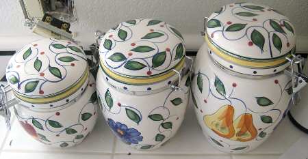 Mediterranean Garden (With Flowers) (3 Piece) Canister Set (Box Set)